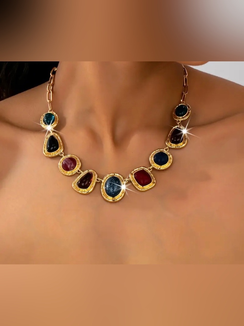 Stone Gold Multicolor Gemstone Pendant Necklace